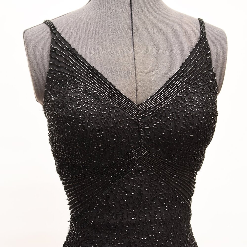 SOLD ON EBAY Scala Black Hand-Beaded Silk Formal Prom Dress Small - Picture 6 of 16